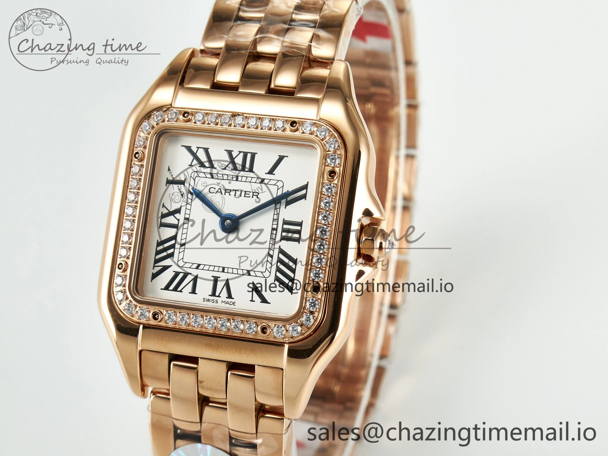 RelaxedFit Panthère Secrete Ladies 27mm RG J12F 1:1 Best Edition White Dial Diamonds Bezel on RG Bracelet Ronda Quartz 5852