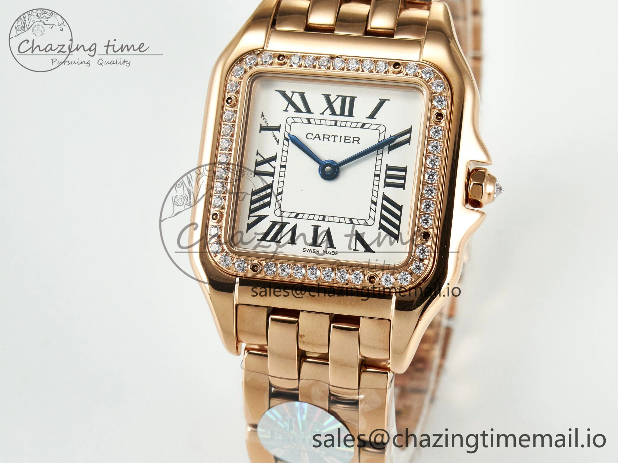 RelaxedFit Panthère Secrete Ladies 27mm RG J12F 1:1 Best Edition White Dial Diamonds Bezel on RG Bracelet Ronda Quartz 5852