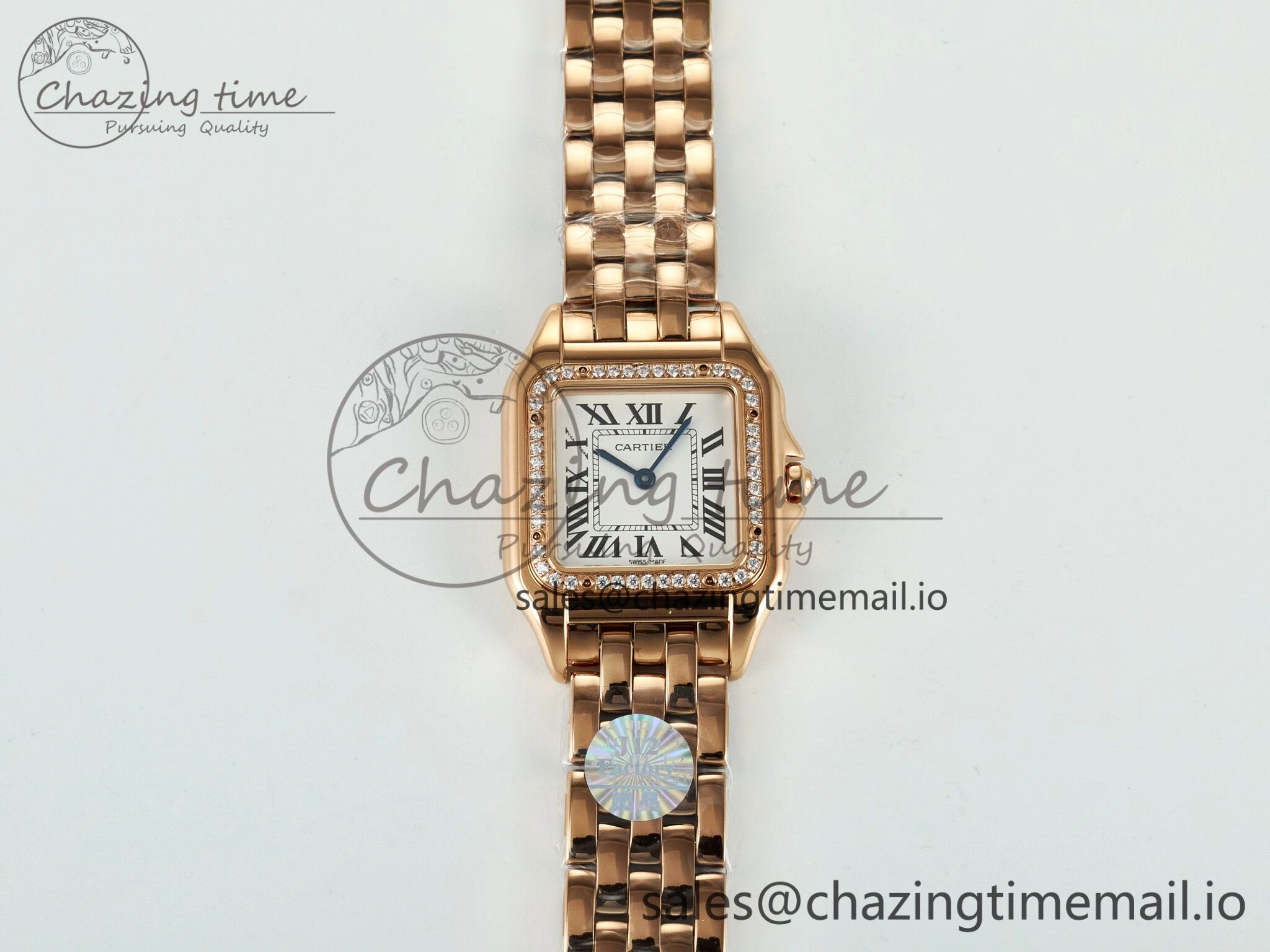 RelaxedFit Panthère Secrete Ladies 27mm RG J12F 1:1 Best Edition White Dial Diamonds Bezel on RG Bracelet Ronda Quartz 5852