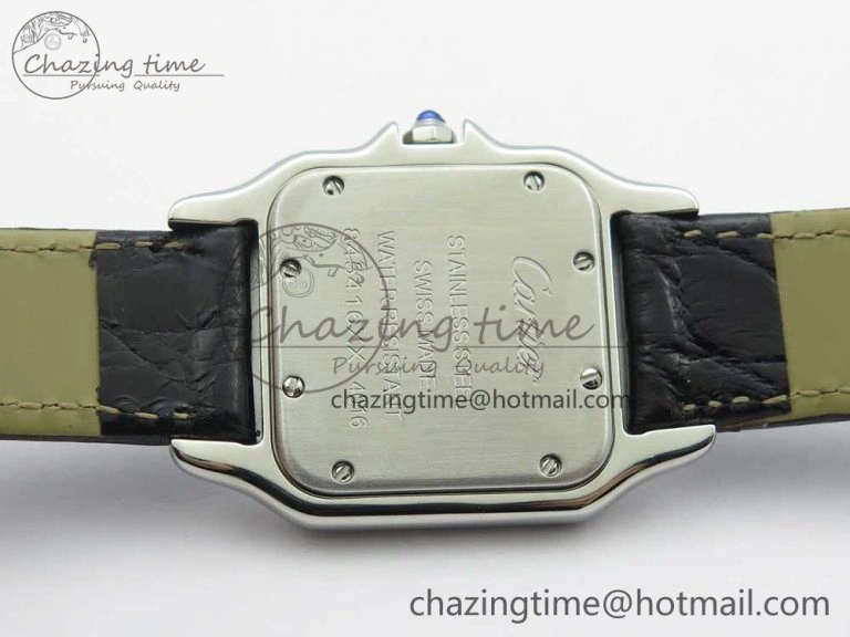 EasyCare Panthère Secrete Ladies 27mm SS 8848F 1:1 Best Edition White Dial Diamonds Bezel on Black Croco Strap Ronda Quartz 6157