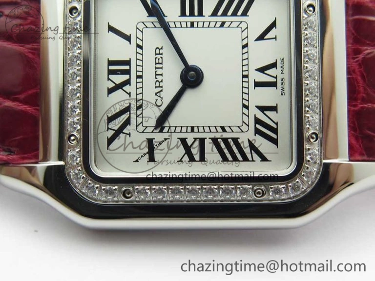 Panthère Secrete Ladies 27mm SS 8848F 1:1 Best Edition White Dial Diamonds Bezel on Red Croco Strap Ronda Quartz GoAnywhere 10623