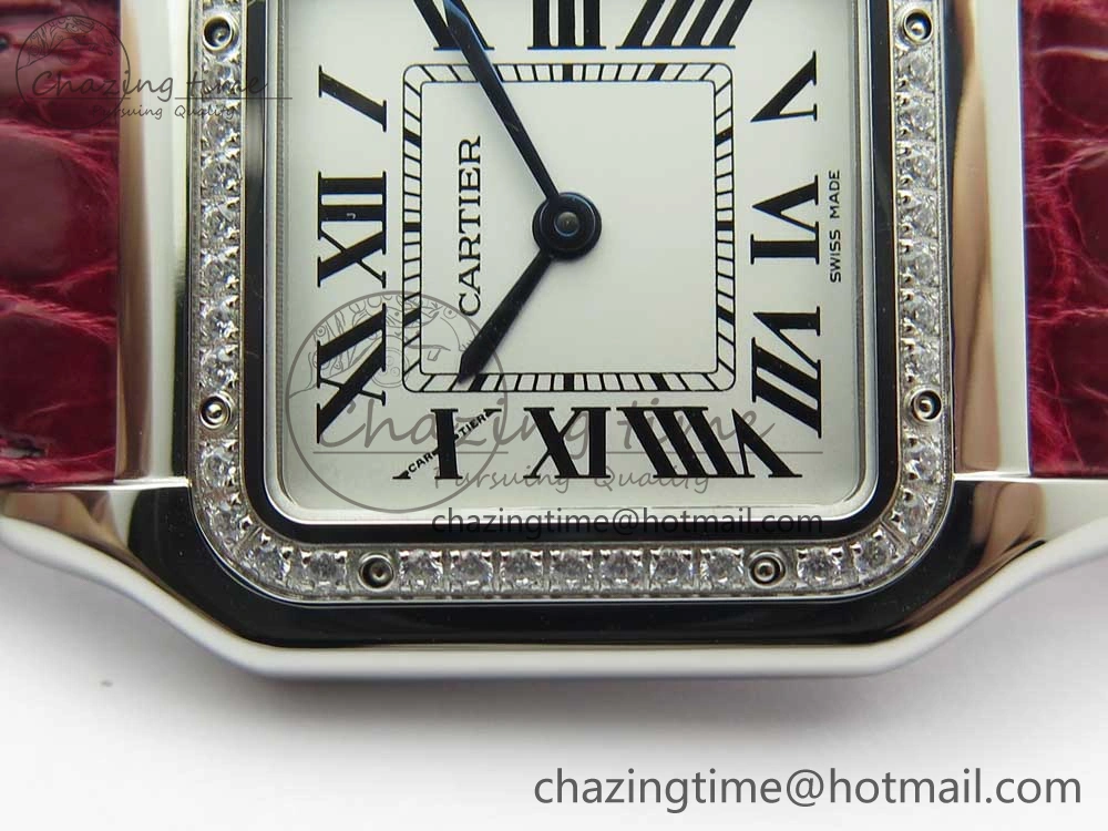 Panthère Secrete Ladies 27mm SS 8848F 1:1 Best Edition White Dial Diamonds Bezel on Red Croco Strap Ronda Quartz GoAnywhere 10623