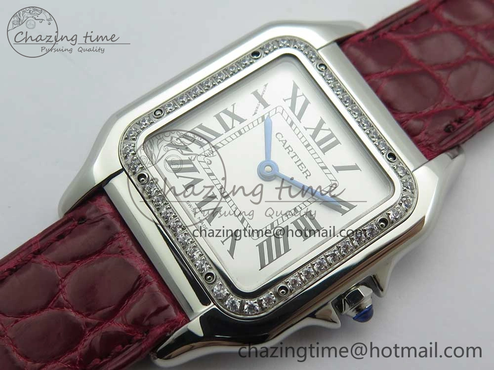 Panthère Secrete Ladies 27mm SS 8848F 1:1 Best Edition White Dial Diamonds Bezel on Red Croco Strap Ronda Quartz GoAnywhere 10623