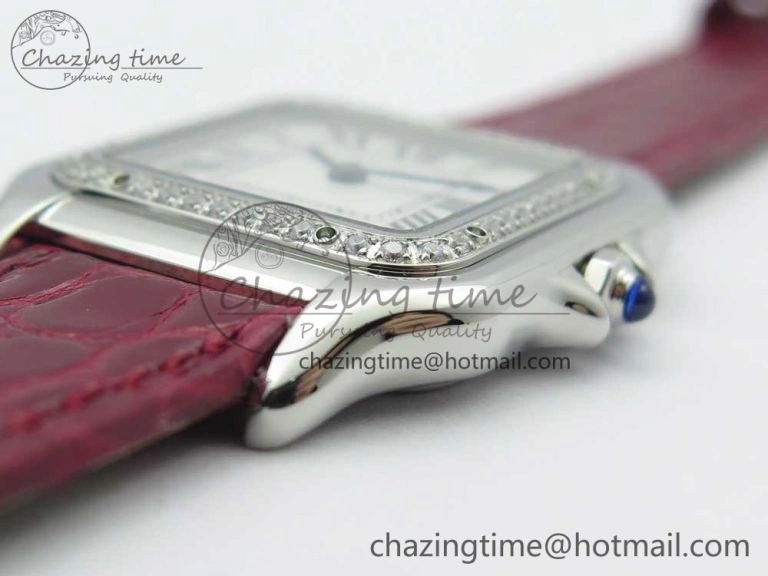 Panthère Secrete Ladies 27mm SS 8848F 1:1 Best Edition White Dial Diamonds Bezel on Red Croco Strap Ronda Quartz GoAnywhere 10623