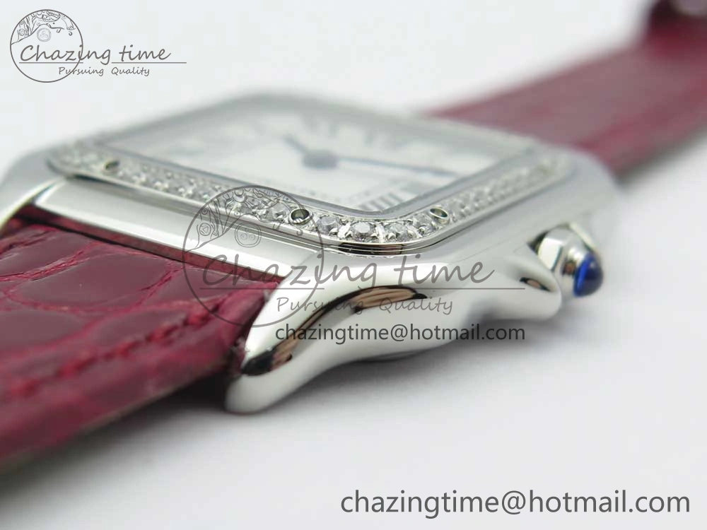 Panthère Secrete Ladies 27mm SS 8848F 1:1 Best Edition White Dial Diamonds Bezel on Red Croco Strap Ronda Quartz GoAnywhere 10623