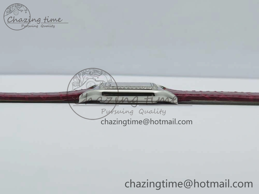 Panthère Secrete Ladies 27mm SS 8848F 1:1 Best Edition White Dial Diamonds Bezel on Red Croco Strap Ronda Quartz GoAnywhere 10623