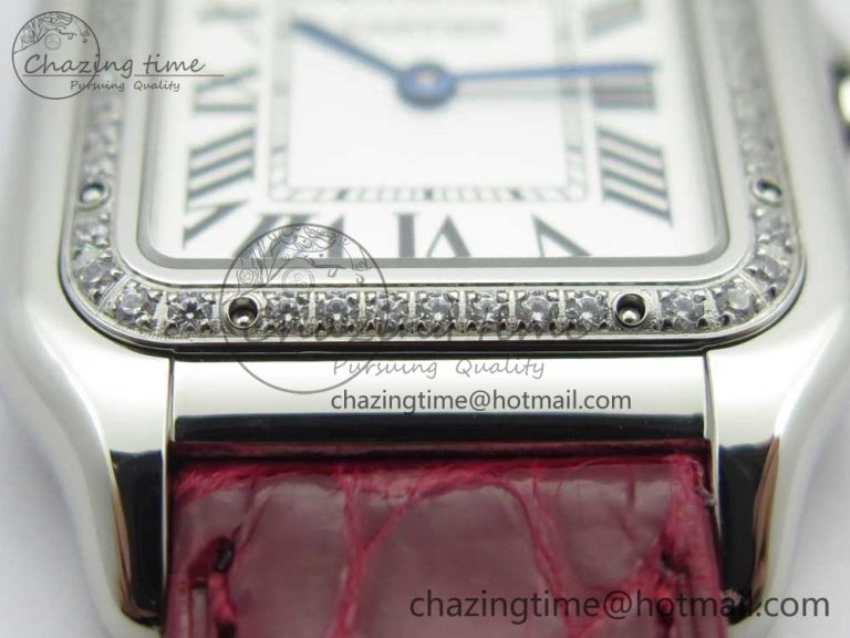 Panthère Secrete Ladies 27mm SS 8848F 1:1 Best Edition White Dial Diamonds Bezel on Red Croco Strap Ronda Quartz GoAnywhere 10623