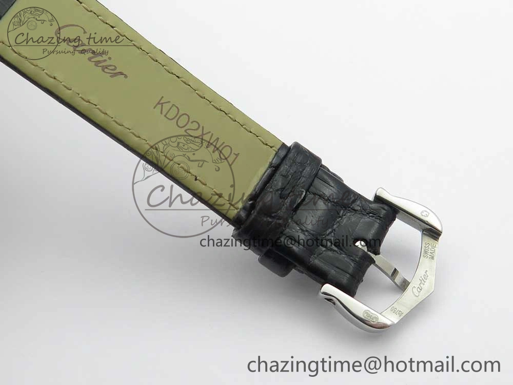 Breathable Panthère Secrete Ladies 27mm SS 8848F 1:1 Best Edition White Dial on Black Croco Strap Ronda Quartz 10626
