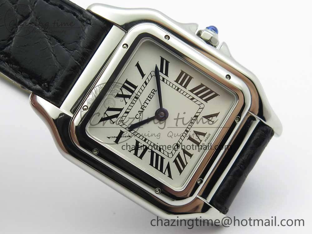 Breathable Panthère Secrete Ladies 27mm SS 8848F 1:1 Best Edition White Dial on Black Croco Strap Ronda Quartz 10626