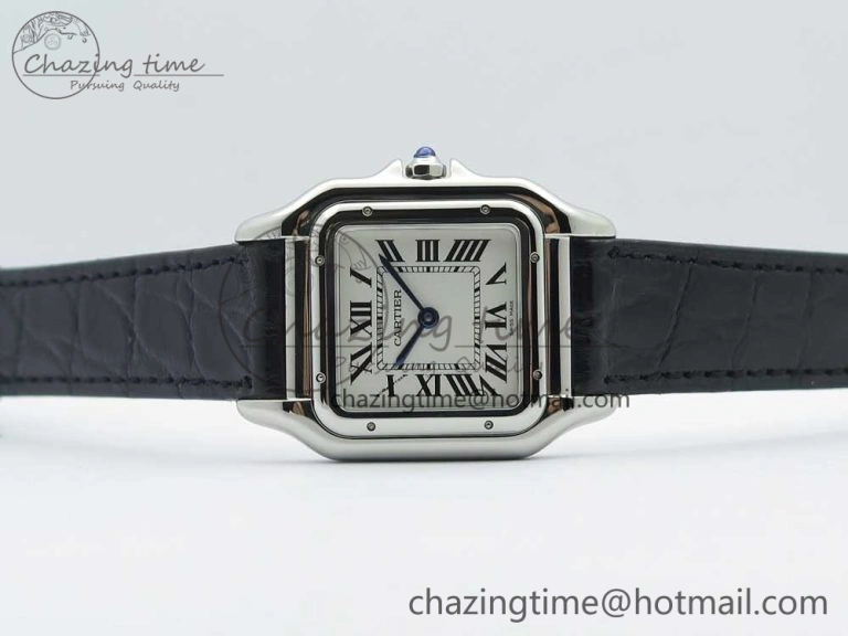 Breathable Panthère Secrete Ladies 27mm SS 8848F 1:1 Best Edition White Dial on Black Croco Strap Ronda Quartz 10626