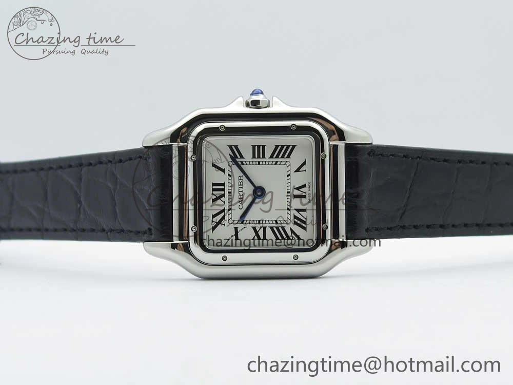 Breathable Panthère Secrete Ladies 27mm SS 8848F 1:1 Best Edition White Dial on Black Croco Strap Ronda Quartz 10626