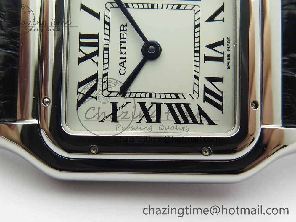 Breathable Panthère Secrete Ladies 27mm SS 8848F 1:1 Best Edition White Dial on Black Croco Strap Ronda Quartz 10626