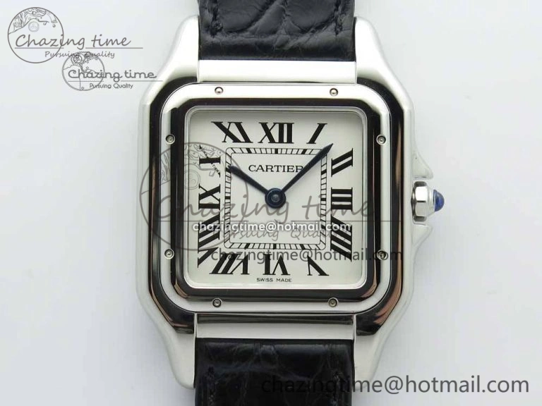 Breathable Panthère Secrete Ladies 27mm SS 8848F 1:1 Best Edition White Dial on Black Croco Strap Ronda Quartz 10626