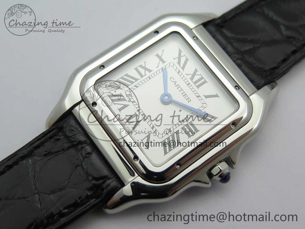 Breathable Panthère Secrete Ladies 27mm SS 8848F 1:1 Best Edition White Dial on Black Croco Strap Ronda Quartz 10626