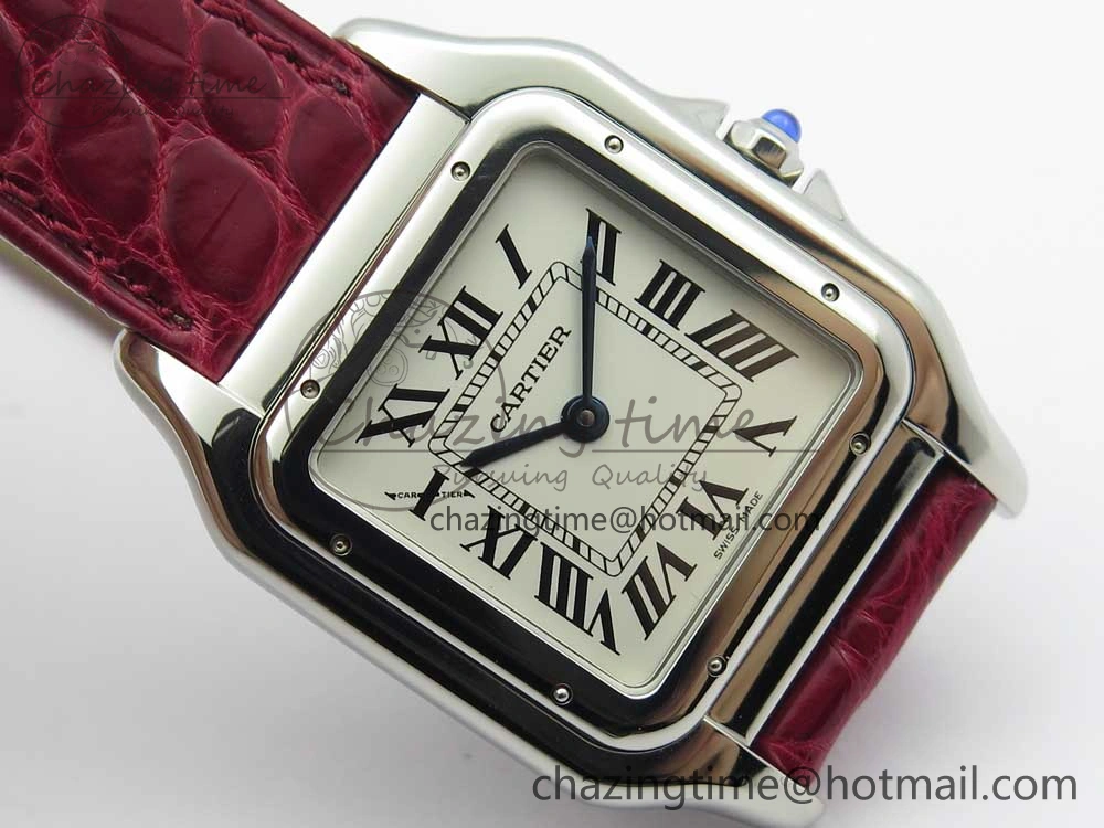 Timeless Panthère Secrete Ladies 27mm SS 8848F 1:1 Best Edition White Dial on Red Croco Strap Ronda Quartz 10625