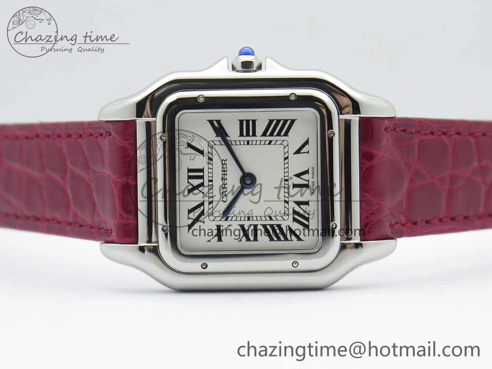 Timeless Panthère Secrete Ladies 27mm SS 8848F 1:1 Best Edition White Dial on Red Croco Strap Ronda Quartz 10625