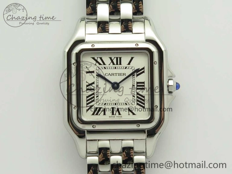 Panthère Secrete Ladies 27mm SS 8848F 1:1 Best Edition White Dial on SS Bracelet Ronda Quartz SmoothTexture 6183