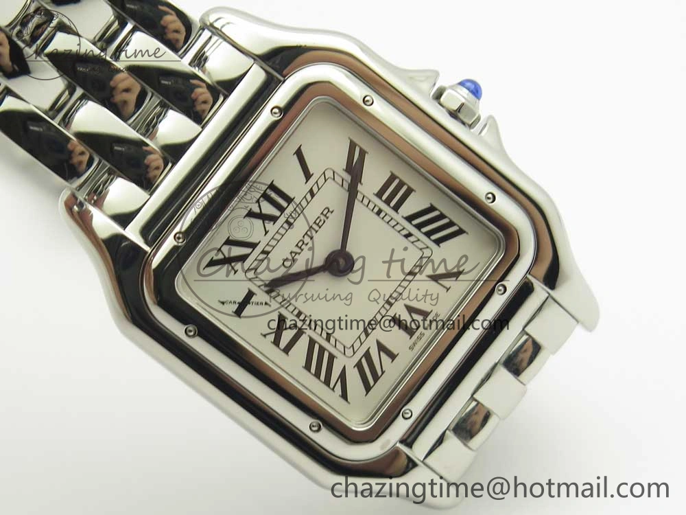 UrbanStyle Panthère Secrete Ladies 27mm SS 8848F 1:1 Best Edition White Dial on SS Bracelet Ronda Quartz 10658
