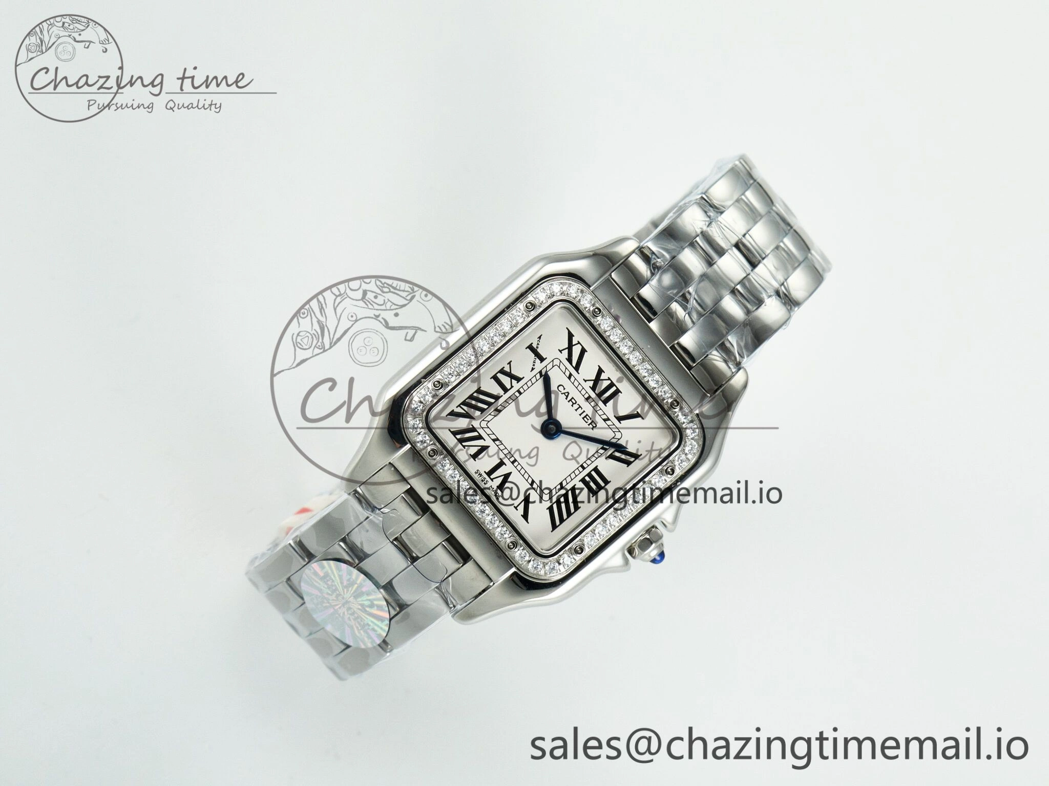 Panthère Secrete Ladies 27mm SS Diamonds Bezel J12F 1:1 Best Edition White Dial on SS Bracelet Ronda Quartz Classic 5847