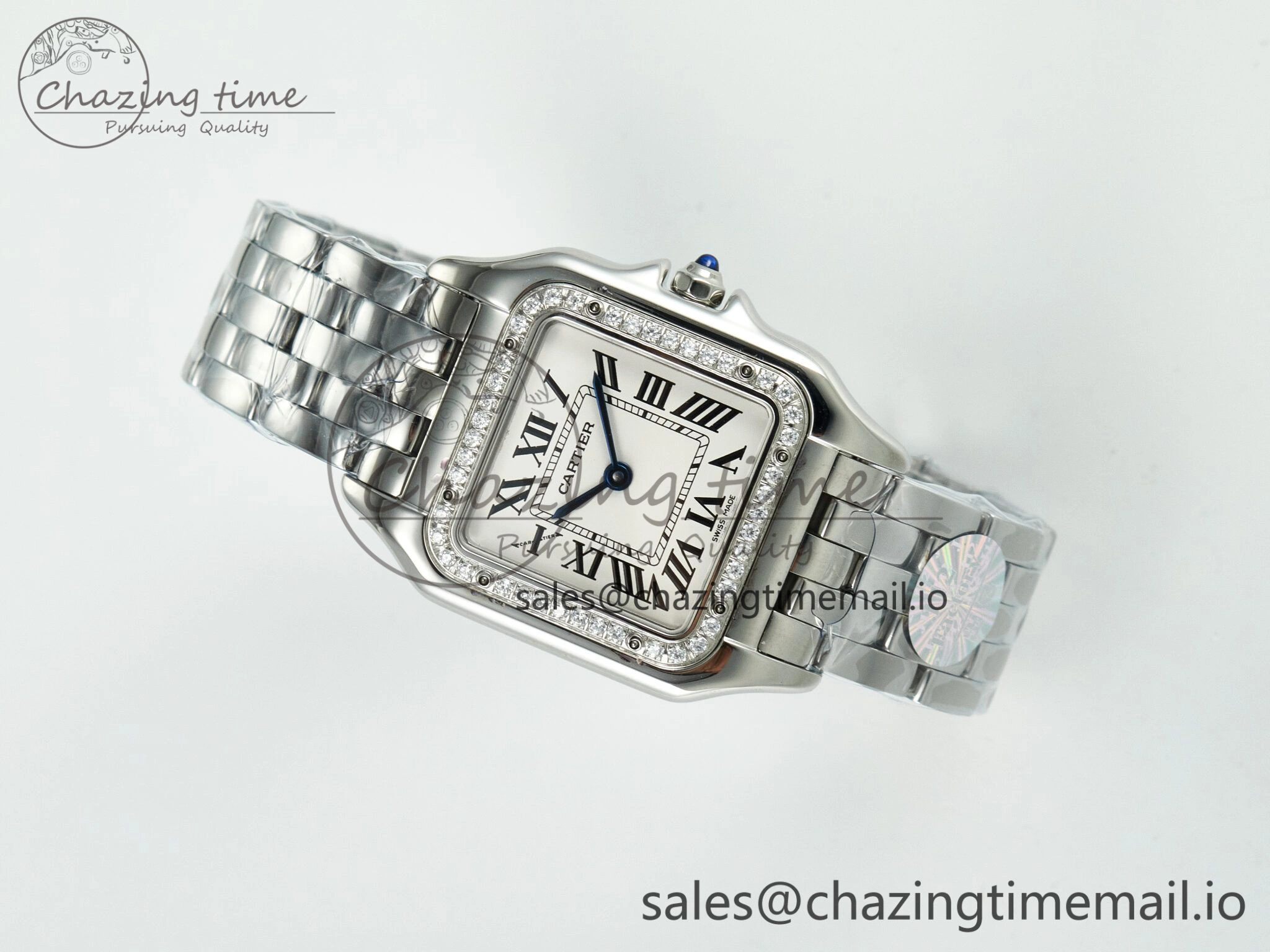 Panthère Secrete Ladies 27mm SS Diamonds Bezel J12F 1:1 Best Edition White Dial on SS Bracelet Ronda Quartz Classic 5847