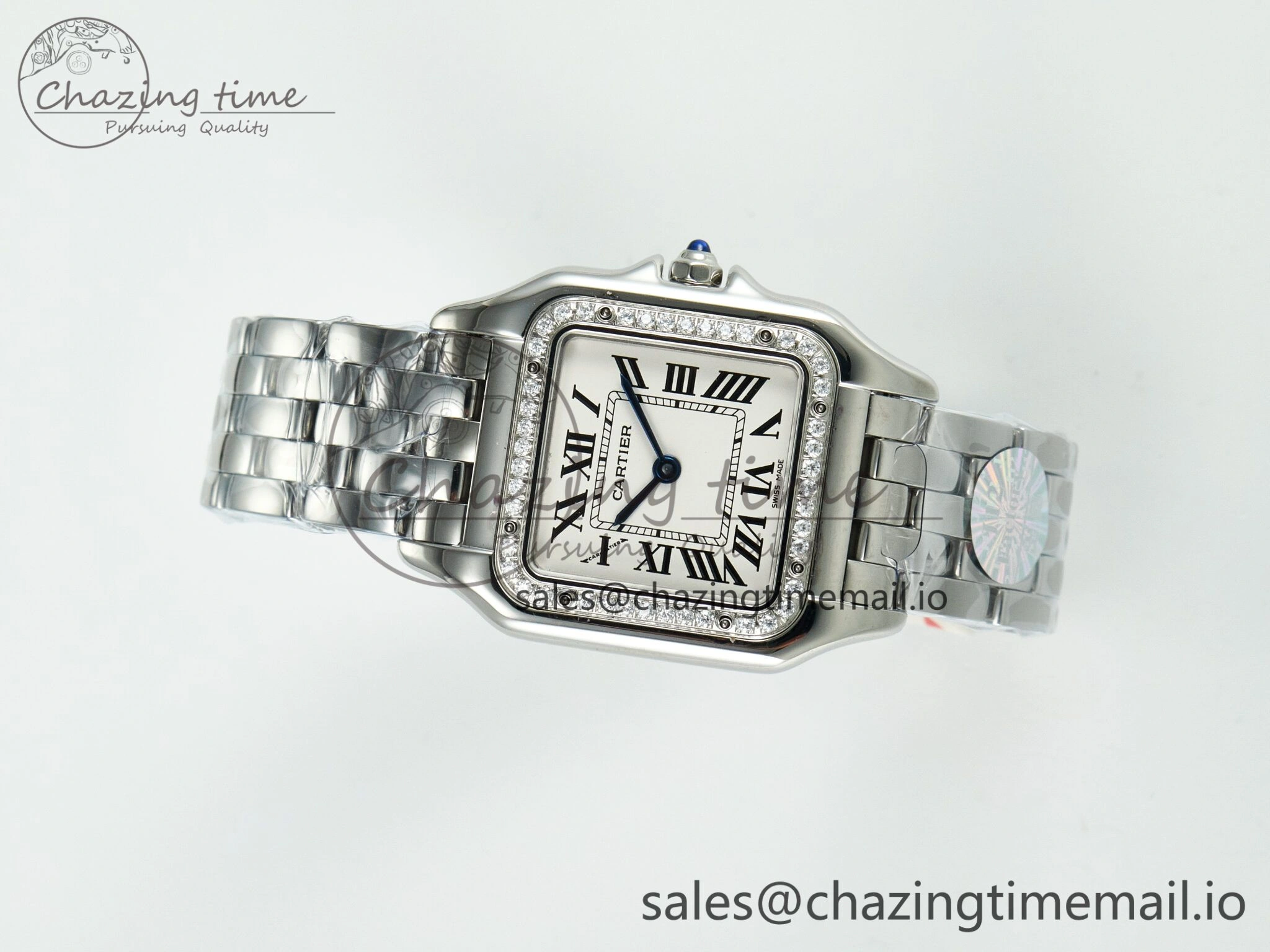 Panthère Secrete Ladies 27mm SS Diamonds Bezel J12F 1:1 Best Edition White Dial on SS Bracelet Ronda Quartz Classic 5847