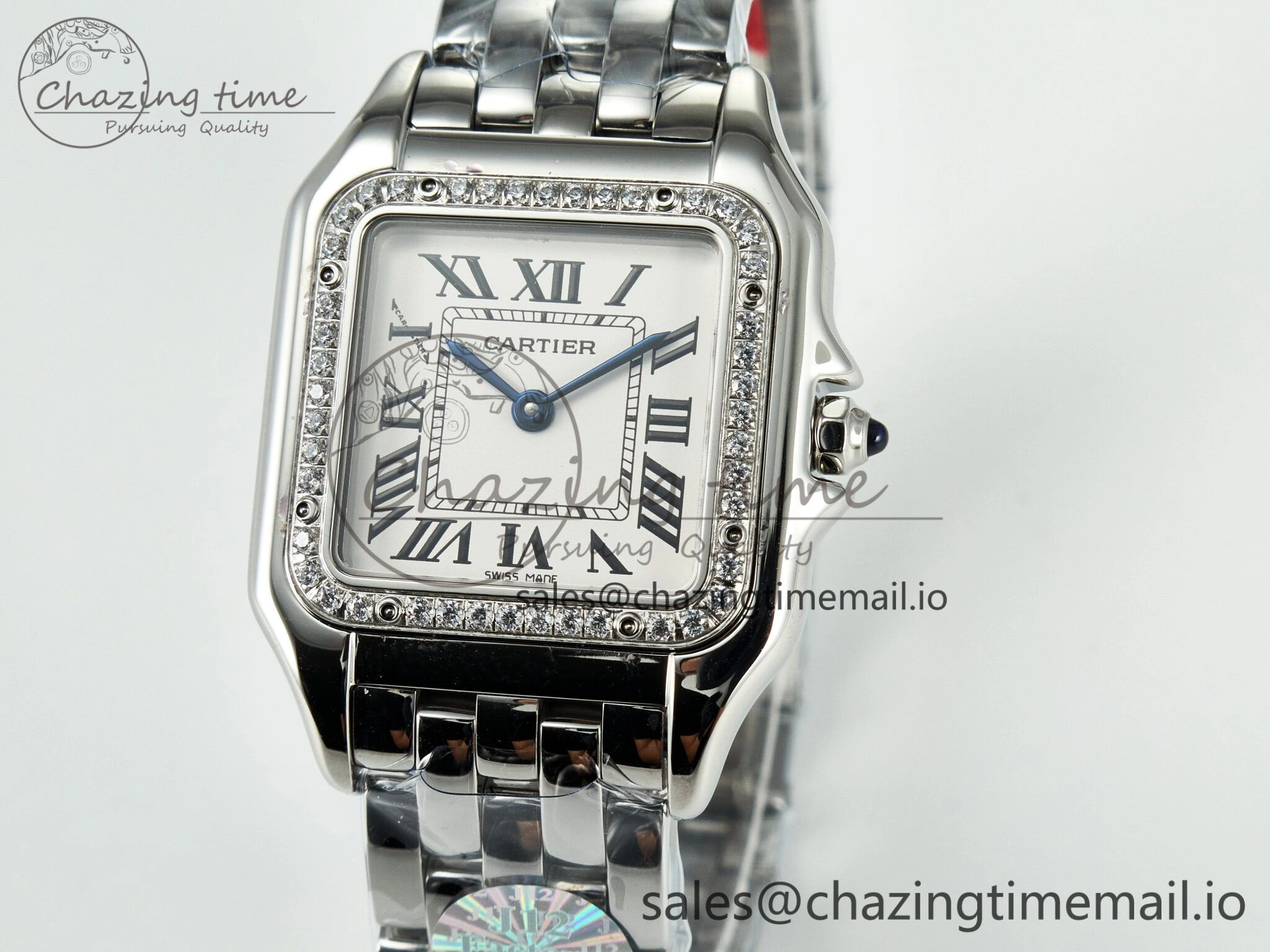 Panthère Secrete Ladies 27mm SS Diamonds Bezel J12F 1:1 Best Edition White Dial on SS Bracelet Ronda Quartz Classic 5847