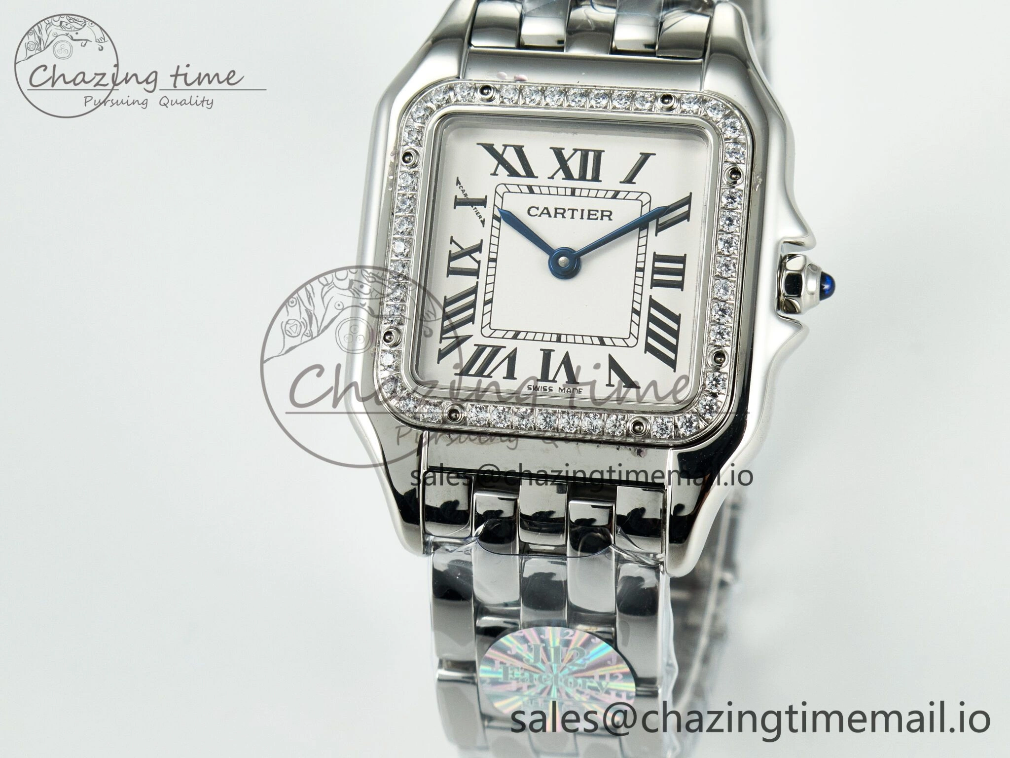 Panthère Secrete Ladies 27mm SS Diamonds Bezel J12F 1:1 Best Edition White Dial on SS Bracelet Ronda Quartz Classic 5847