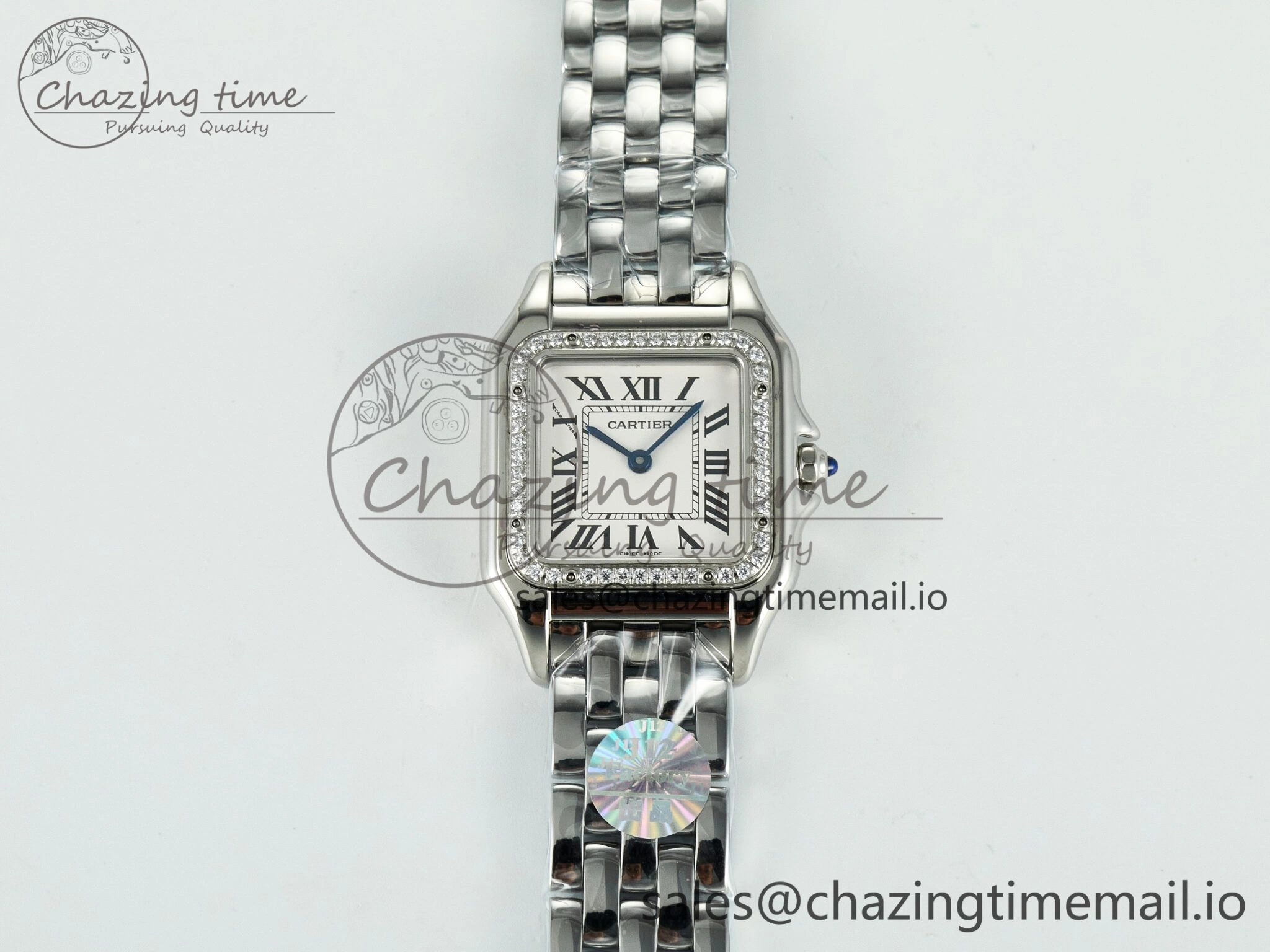 Panthère Secrete Ladies 27mm SS Diamonds Bezel J12F 1:1 Best Edition White Dial on SS Bracelet Ronda Quartz Classic 5847