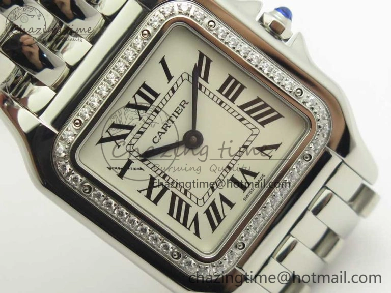 Panthère Secrete Ladies 27mm SS Diamonds Bezel K11 1:1 Best Edition White Dial on SS Bracelet Ronda Quartz Reliable 10653