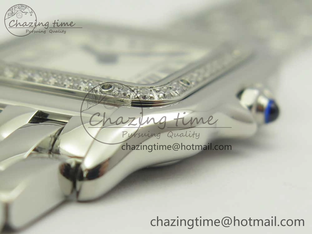 Panthère Secrete Ladies 27mm SS Diamonds Bezel K11 1:1 Best Edition White Dial on SS Bracelet Ronda Quartz Reliable 10653