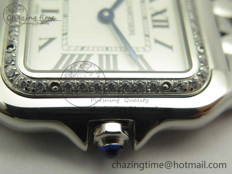 Panthère Secrete Ladies 27mm SS Diamonds Bezel K11 1:1 Best Edition White Dial on SS Bracelet Ronda Quartz Reliable 10653