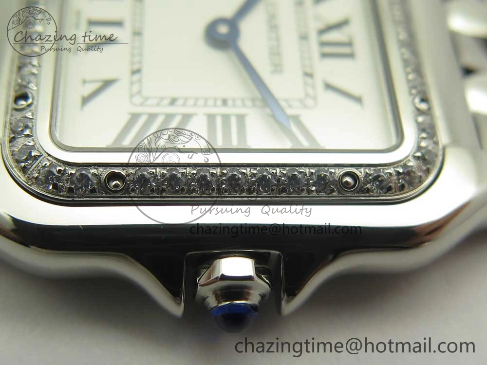 Panthère Secrete Ladies 27mm SS Diamonds Bezel K11 1:1 Best Edition White Dial on SS Bracelet Ronda Quartz Reliable 10653