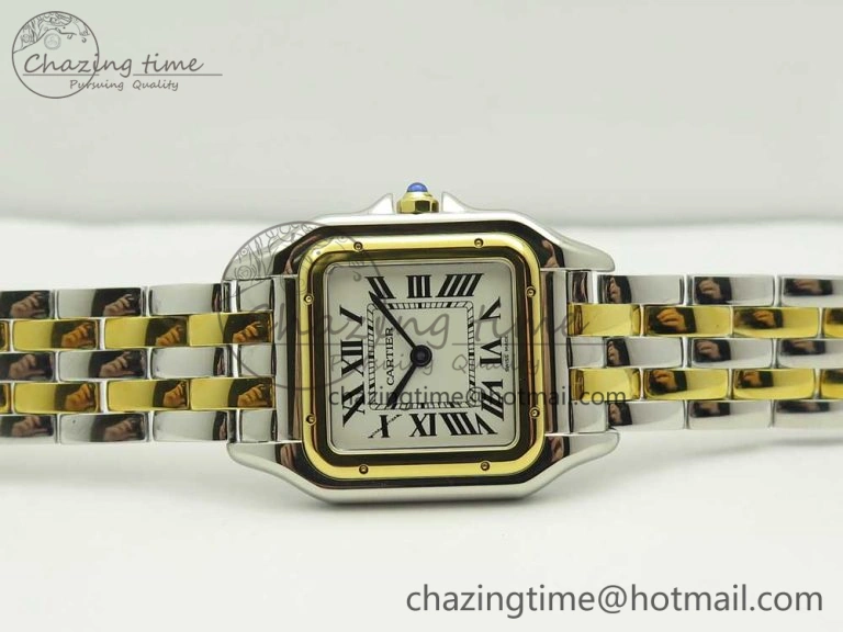 Panthère Secrete Ladies 27mm SS YG 8848F 1:1 Best Edition White Dial on SS YG Bracelet Ronda Quartz Versatile 6141