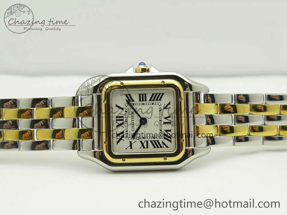 Panthère Secrete Ladies 27mm SS YG 8848F 1:1 Best Edition White Dial on SS YG Bracelet Ronda Quartz Versatile 6141