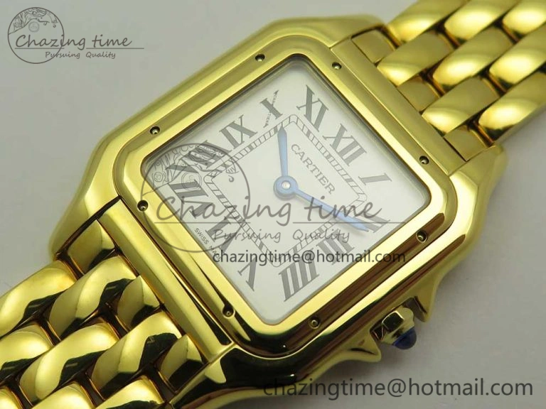 Panthère Secrete Ladies 27mm YG 8848F 1:1 Best Edition White Dial on YG Bracelet Ronda Quartz Original 6133