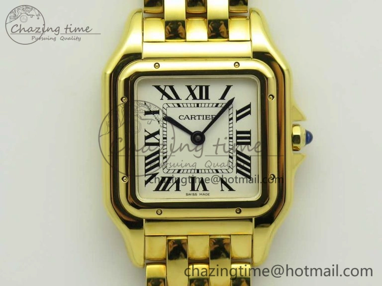 Panthère Secrete Ladies 27mm YG 8848F 1:1 Best Edition White Dial on YG Bracelet Ronda Quartz Snug 10606
