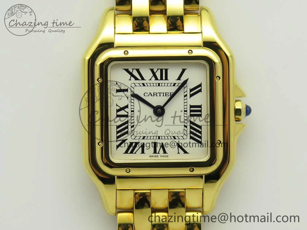 Panthère Secrete Ladies 27mm YG 8848F 1:1 Best Edition White Dial on YG Bracelet Ronda Quartz Original 6133
