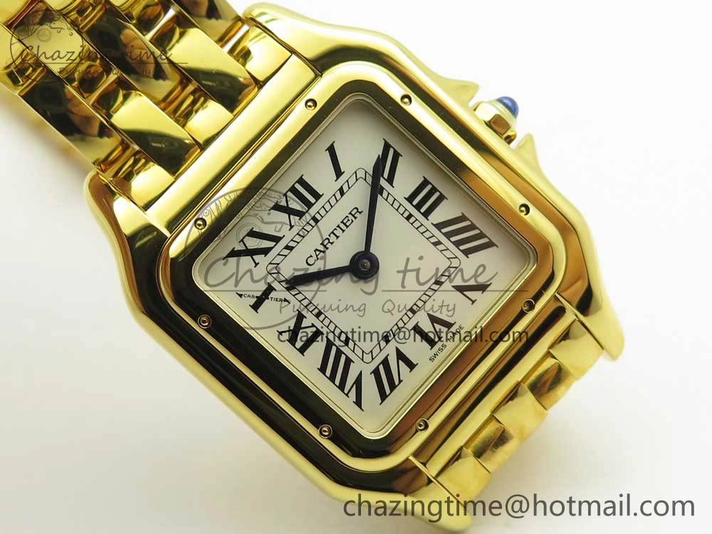 Panthère Secrete Ladies 27mm YG 8848F 1:1 Best Edition White Dial on YG Bracelet Ronda Quartz Original 6133