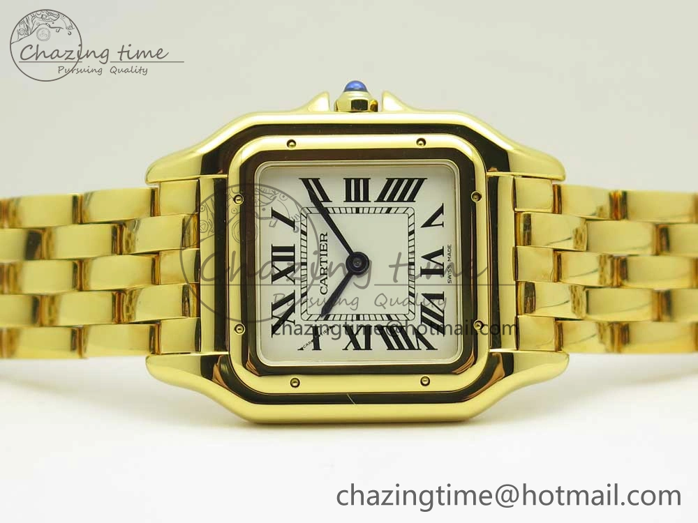 Panthère Secrete Ladies 27mm YG 8848F 1:1 Best Edition White Dial on YG Bracelet Ronda Quartz Original 6133