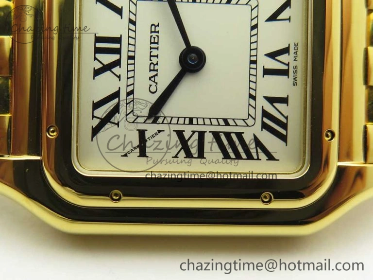 Panthère Secrete Ladies 27mm YG 8848F 1:1 Best Edition White Dial on YG Bracelet Ronda Quartz Original 6133