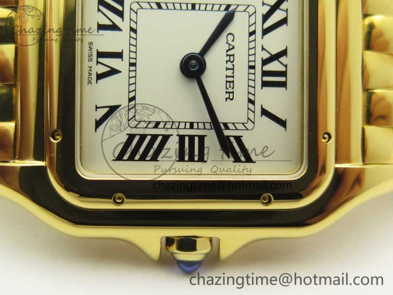 Panthère Secrete Ladies 27mm YG 8848F 1:1 Best Edition White Dial on YG Bracelet Ronda Quartz Original 6133