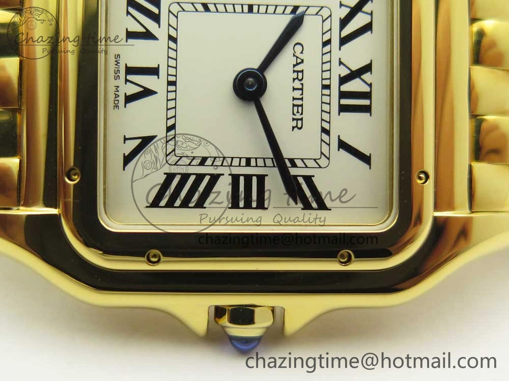 Panthère Secrete Ladies 27mm YG 8848F 1:1 Best Edition White Dial on YG Bracelet Ronda Quartz Original 6133