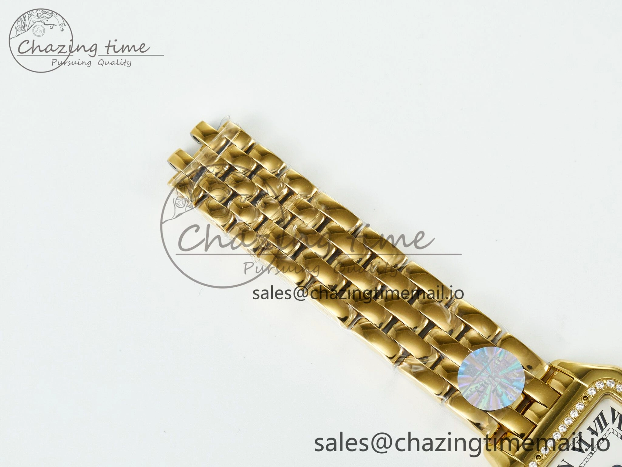 Neat Panthère Secrete Ladies 27mm YG J12F 1:1 Best Edition White Dial Diamonds Bezel on YG Bracelet Ronda Quartz 5848