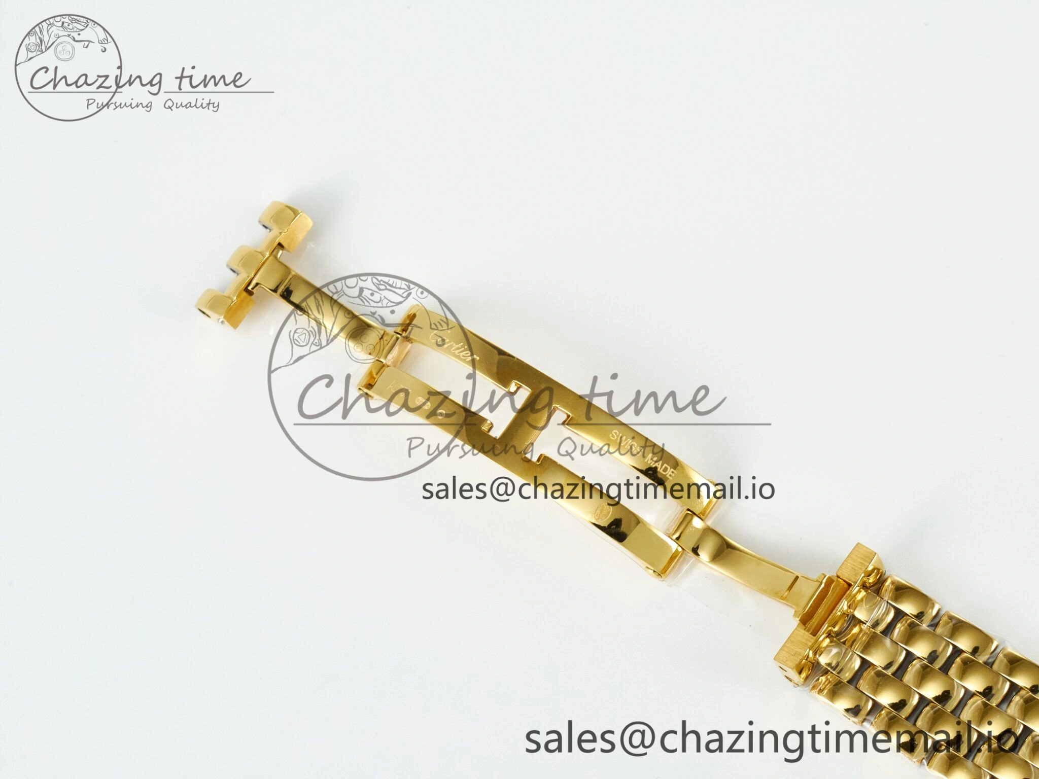 Neat Panthère Secrete Ladies 27mm YG J12F 1:1 Best Edition White Dial Diamonds Bezel on YG Bracelet Ronda Quartz 5848