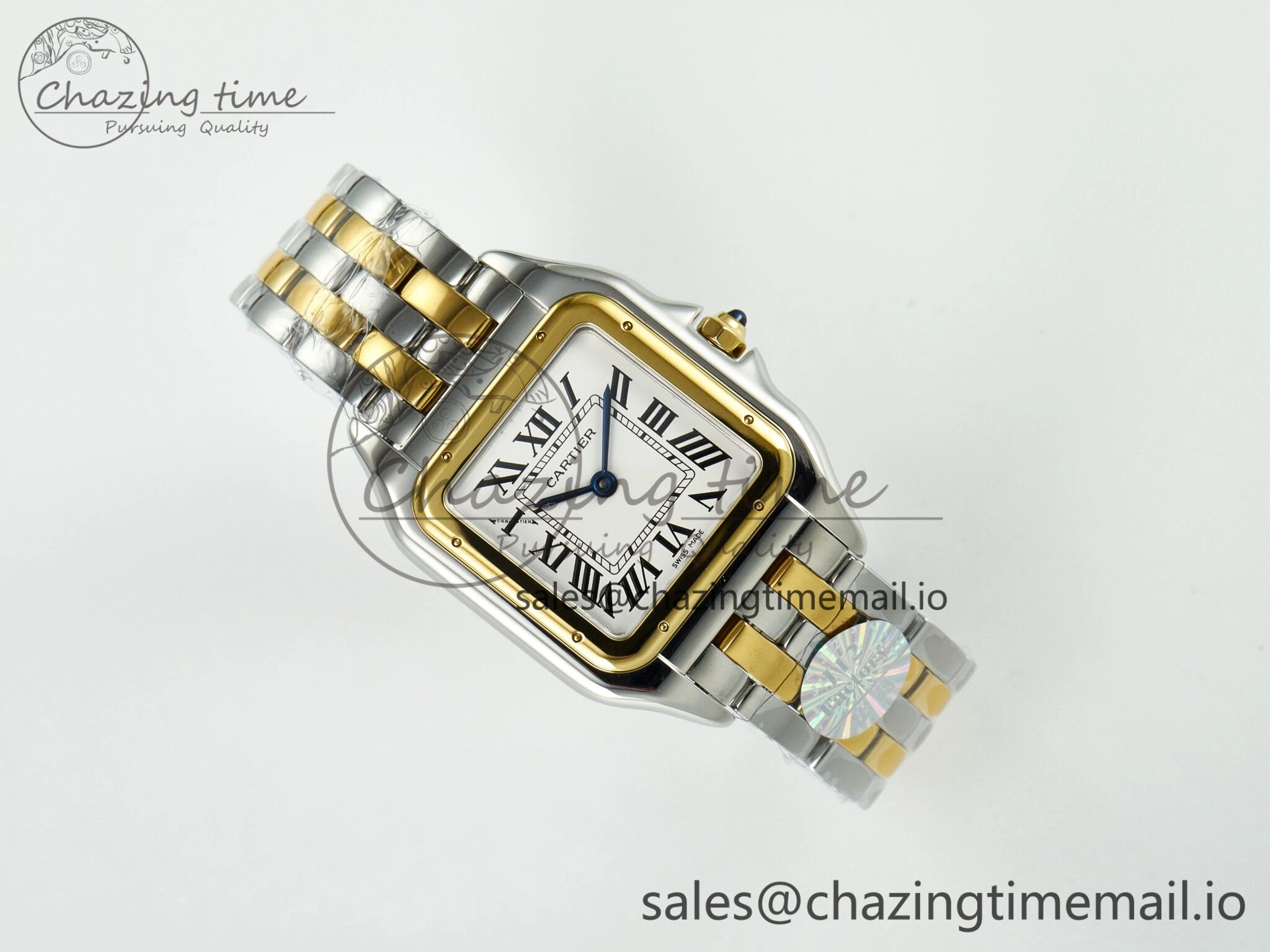 Panthère Secrete Ladies 27mm YG J12F 1:1 Best Edition White Dial Diamonds Bezel on YG Bracelet Ronda Quartz Stretchable 5846