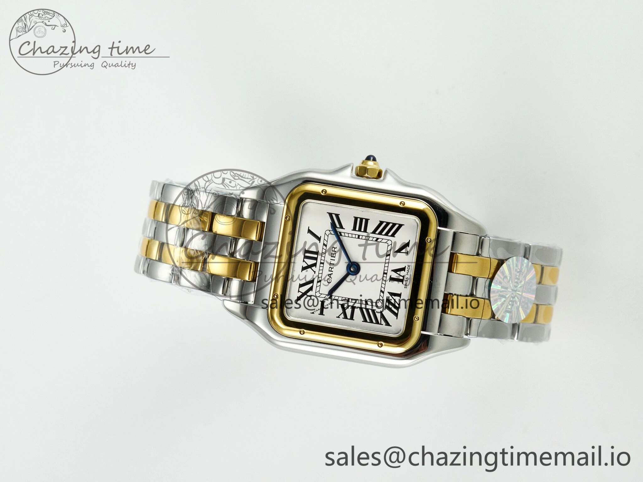 Panthère Secrete Ladies 27mm YG J12F 1:1 Best Edition White Dial Diamonds Bezel on YG Bracelet Ronda Quartz Stretchable 5846