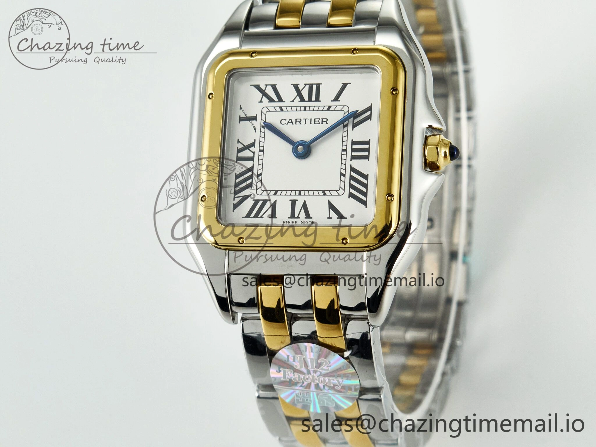 Panthère Secrete Ladies 27mm YG J12F 1:1 Best Edition White Dial Diamonds Bezel on YG Bracelet Ronda Quartz Stretchable 5846