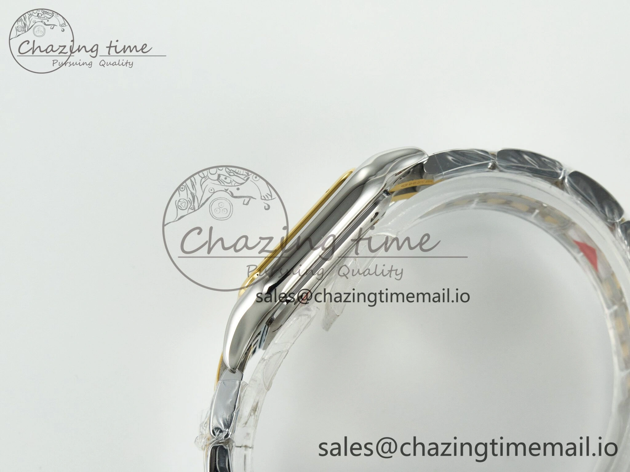 Panthère Secrete Ladies 27mm YG J12F 1:1 Best Edition White Dial Diamonds Bezel on YG Bracelet Ronda Quartz Stretchable 5846