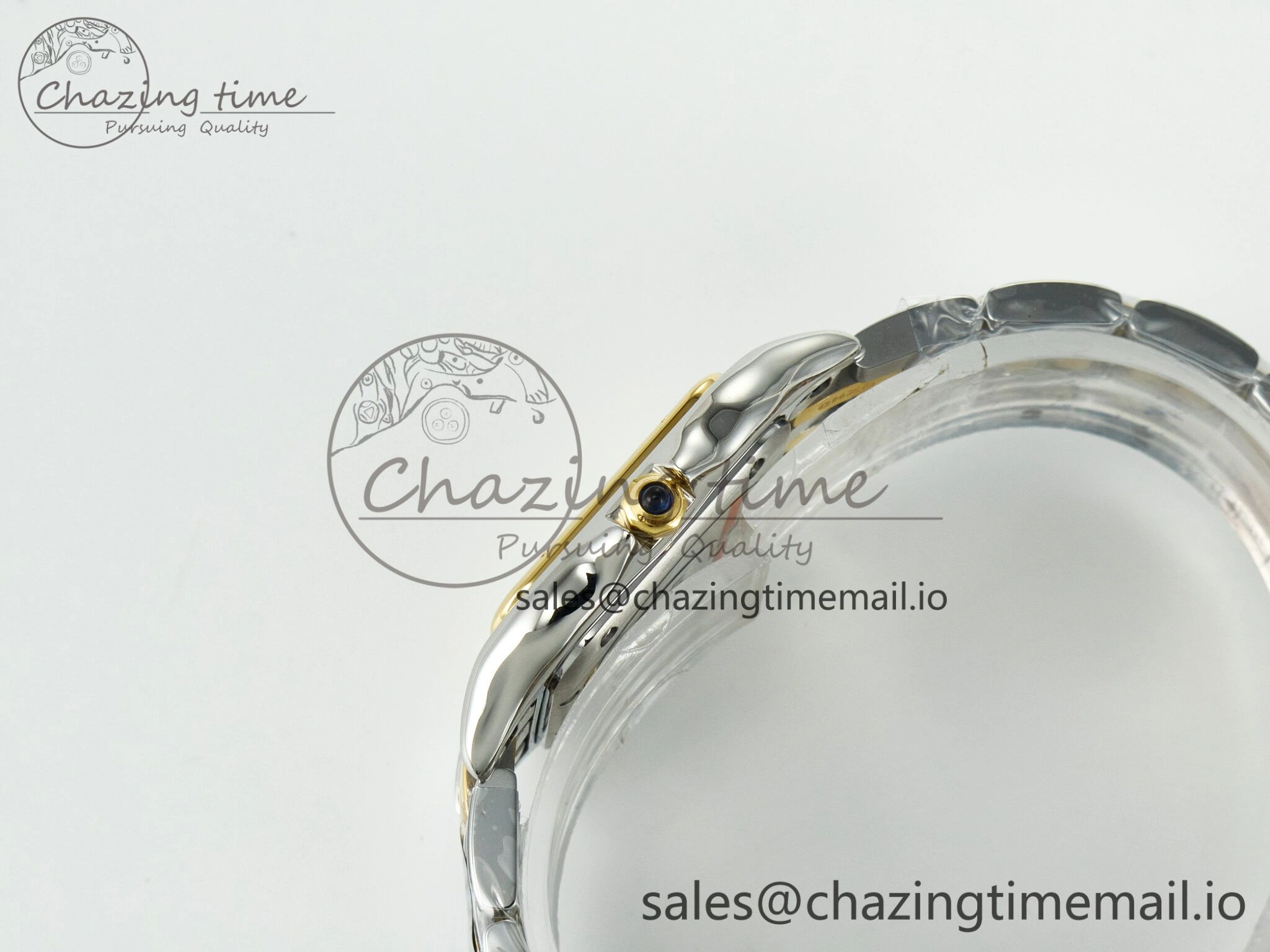 Panthère Secrete Ladies 27mm YG J12F 1:1 Best Edition White Dial Diamonds Bezel on YG Bracelet Ronda Quartz Stretchable 5846