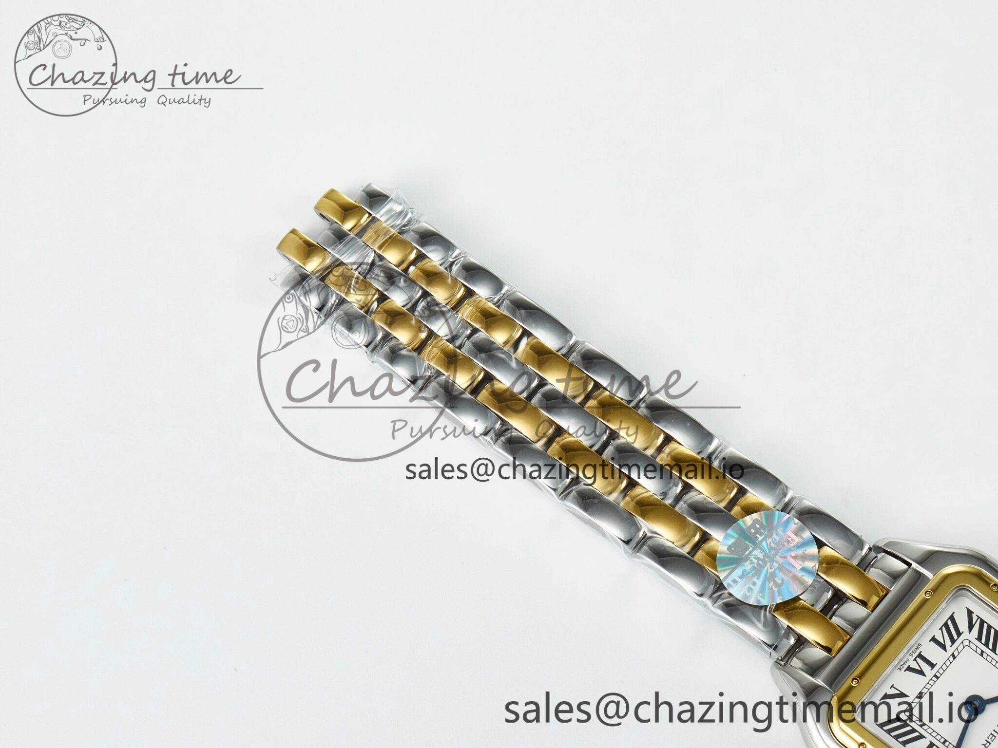 Panthère Secrete Ladies 27mm YG J12F 1:1 Best Edition White Dial Diamonds Bezel on YG Bracelet Ronda Quartz Stretchable 5846